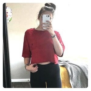 red polo crop top